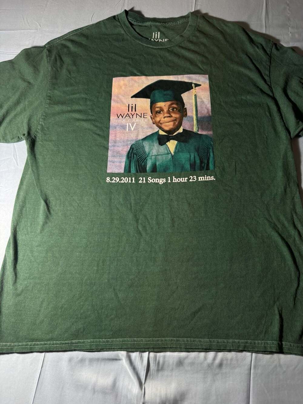 Lil Wayne Tha Carter IV Album Tracklist Graphic T-Shirt Green XL